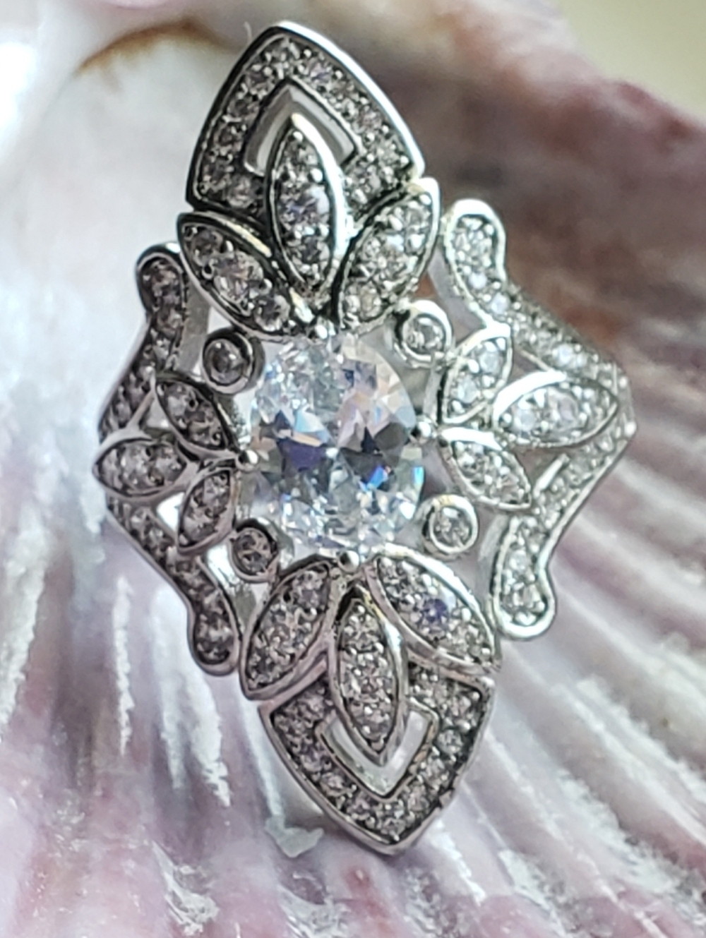 NEW ART DECO VINTAGE STYLE Ring, Sz 6 Clearly Marked Sterling 925 Statement Ring
